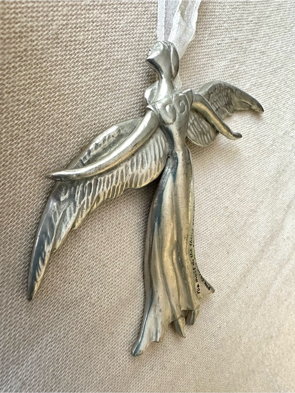 Pewter Angel Hanging Ornament Eleanor Roosevelt Quote Inspirational Gift - Picture 7 of 9